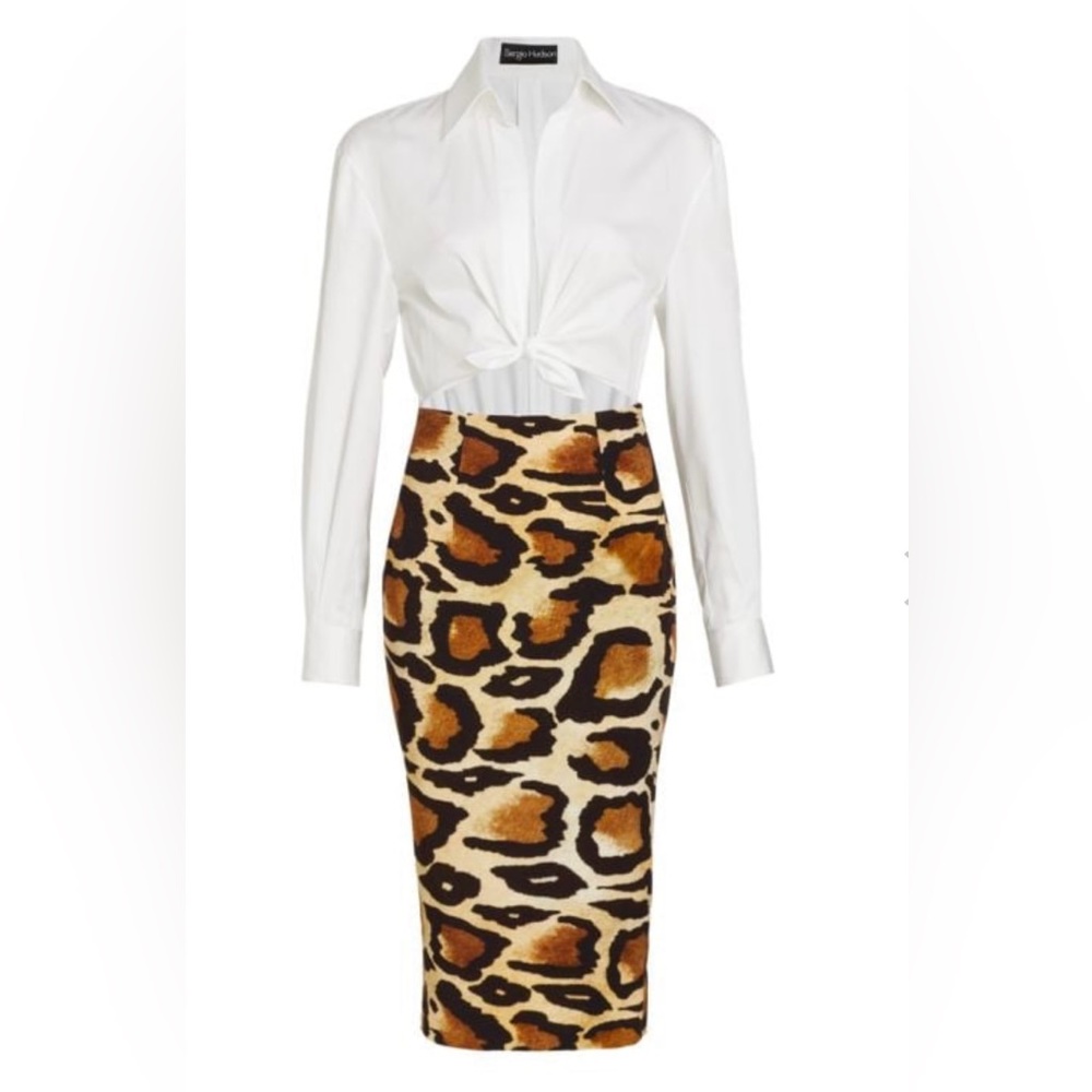 Sergio Hudson Mix Media Tie Top Dress. - Picture 4 of 12